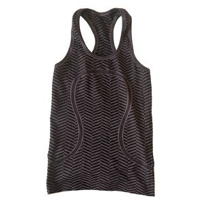 Lululemon 4 Swiftly Tech Racerback Tank Top Chevron Srtipe Black Cherry
